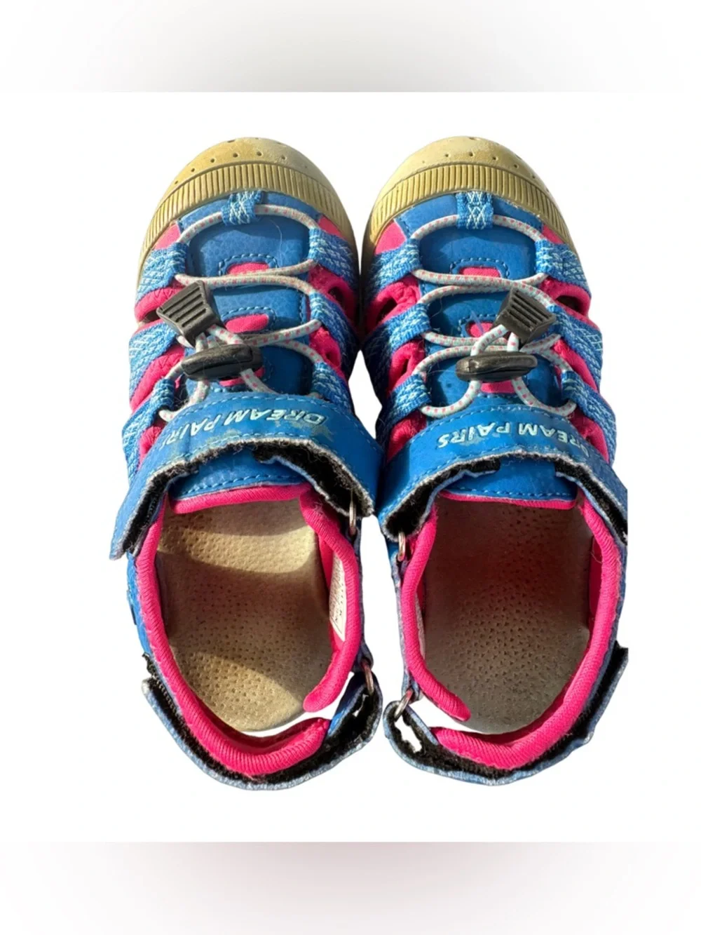Girls Water Sandals Closed Toe Blue Pink Beach Pool Size 11